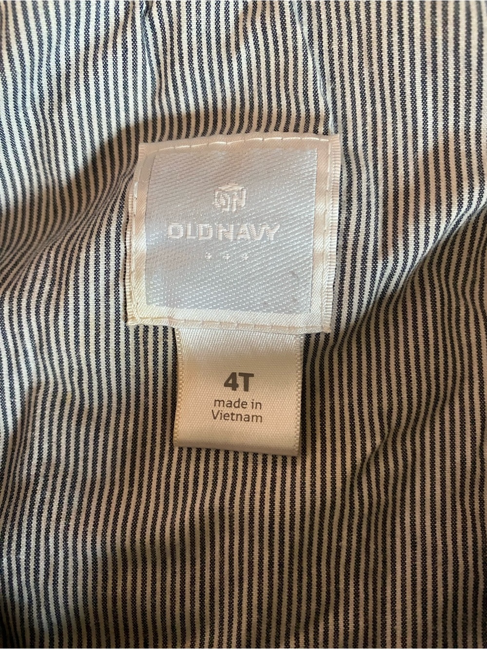 Old Navy White Shirt with Navy Pinstripes